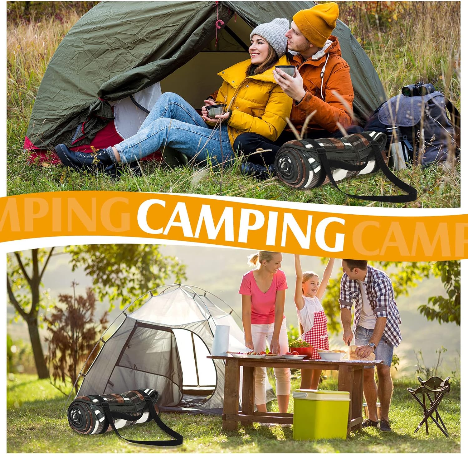 Amylove 2 Pcs Picnic Blanket Carry Strap for Camping