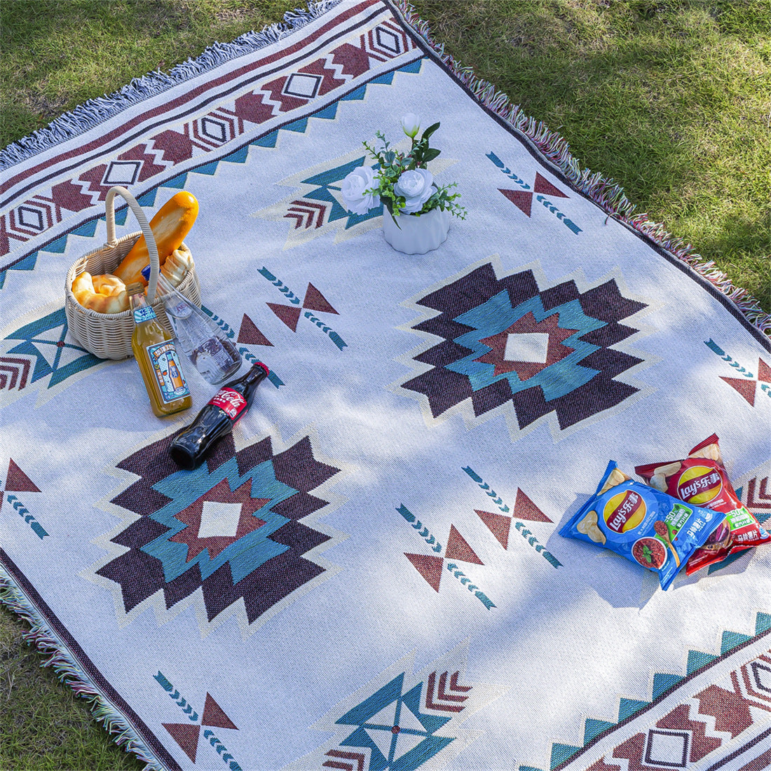 Mutifunctional 90 x 180 CM Bohemian Outdoor Picnic Blanket & Throw