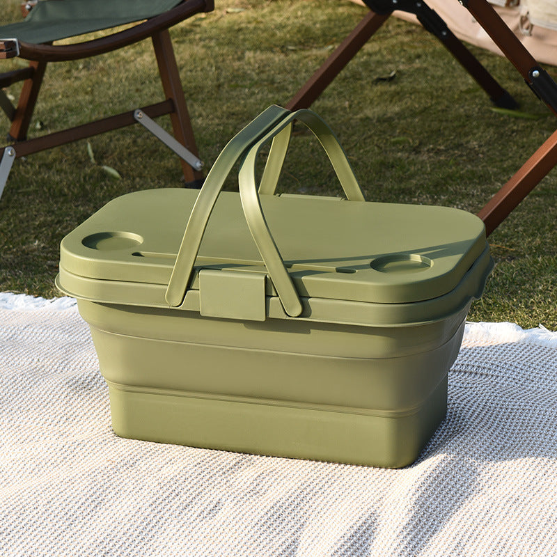 Collapsible Picnic Basket with Mini Table Lid