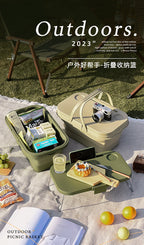 Collapsible Picnic Basket with Mini Table Lid