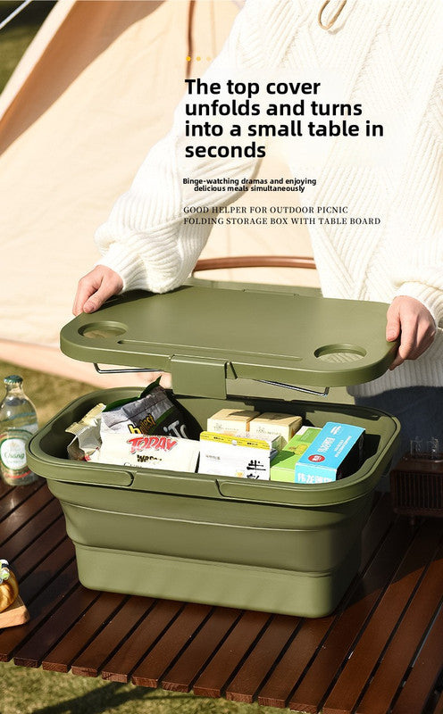 Collapsible Picnic Basket with Mini Table Lid