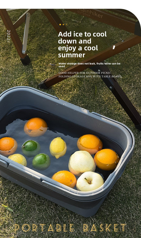 Collapsible Picnic Basket with Mini Table Lid