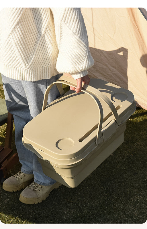 Collapsible Picnic Basket with Mini Table Lid
