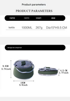 Dark Green 1L Portable Collapsible Camping Kettle